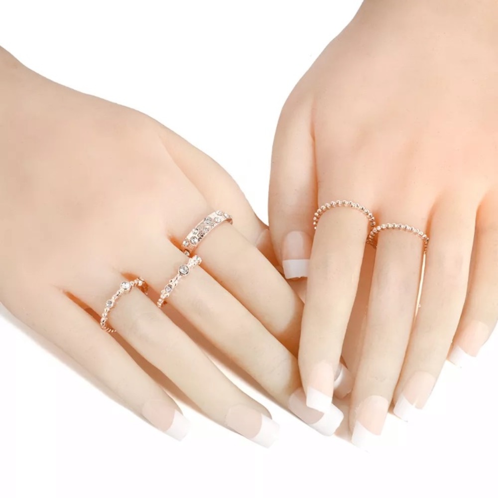 NWT Crystal Rose Gold & 5Pcs/Set Sparkly Rings - Picture 5 of 8